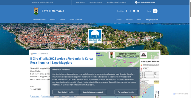 Security scan screenshot of https://www.comune.verbania.it