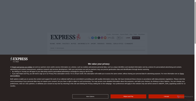 Security scan screenshot of https://www.express.co.uk/horoscope