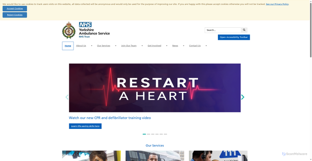 Security scan screenshot of https://www.yas.nhs.uk/