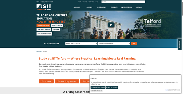 Security scan screenshot of https://www.sit.ac.nz/campus/Telford
