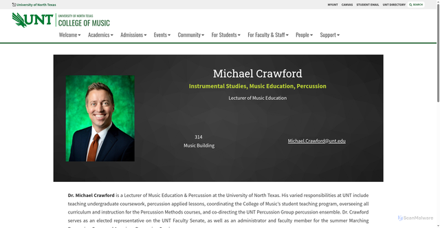 Security scan screenshot of https://music.unt.edu/people/michael-crawford.html