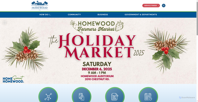 Security scan screenshot of https://www.village.homewood.il.us/