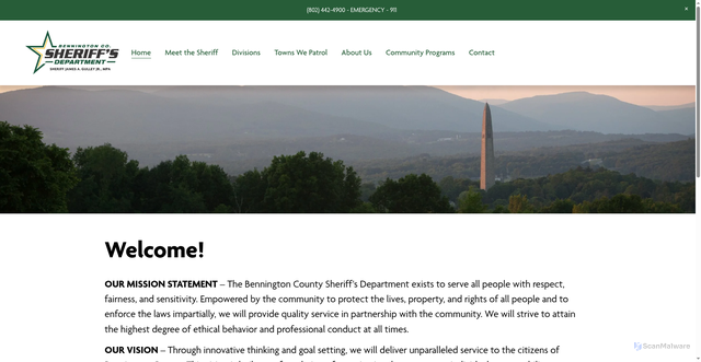 Security scan screenshot of https://www.benningtonsheriff.org/