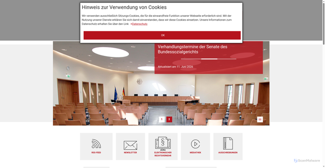 Security scan screenshot of http://www.bundessozialgericht.de