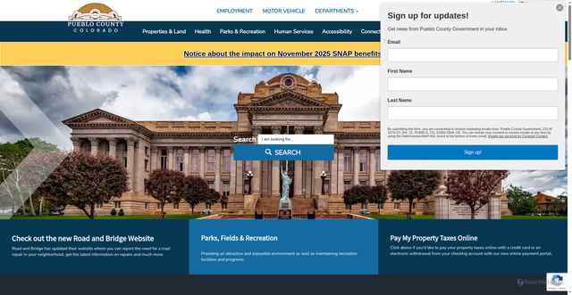 Security scan screenshot of https://pueblocounty.gov/