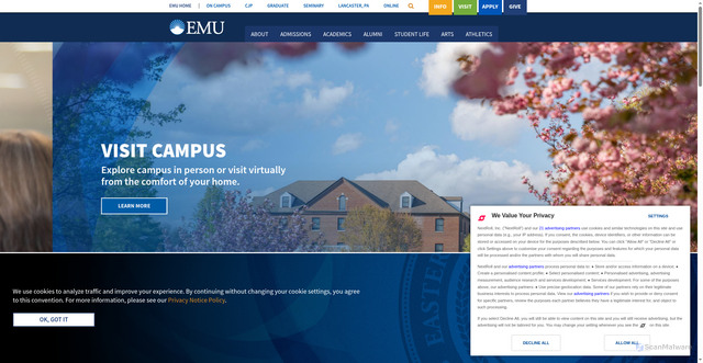 Security scan screenshot of https://emu.edu/