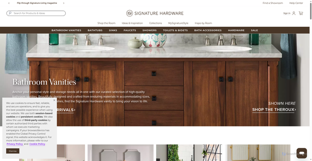 Security scan screenshot of https://www.signaturehardware.com/bathroom-vanities?srsltid=AU7gw4XleEoZMYgN2Igqu996SbJlO5bjodU7gIiU-qijPAWZI54EJhDP