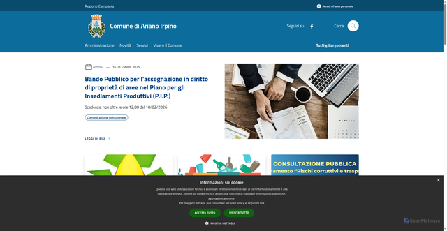 Security scan screenshot of https://www.comune.ariano-irpino.av.it/it