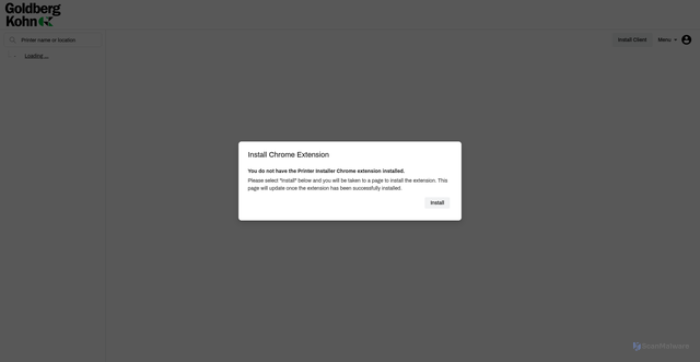 Security scan screenshot of https://goldbergkohn.printercloud.com