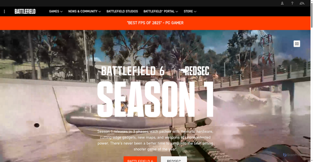 Security scan screenshot of https://battlefield.com