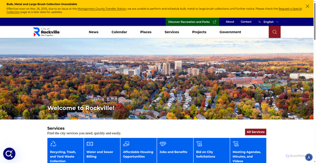 Security scan screenshot of https://www.rockvillemd.gov/