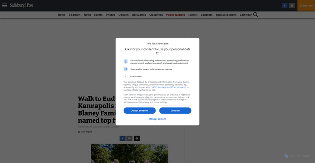 Security scan screenshot of https://www.salisburypost.com/2025/10/12/walk-to-end-alzheimers-in-kannapolis-raises-90k-ryan-blaney-family-foundation-named-top-fundraising-team/