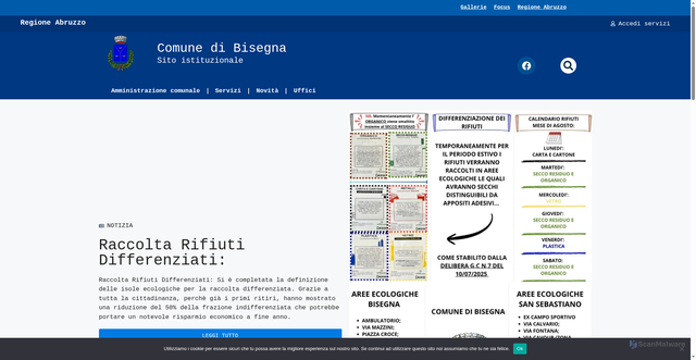 Security scan screenshot of https://comune.bisegna.aq.it/
