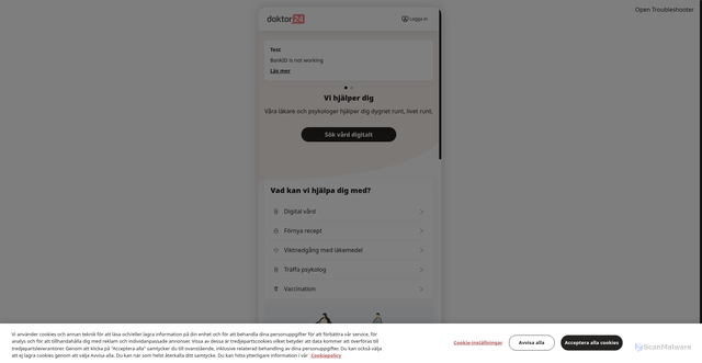 Security scan screenshot of https://doktor24.app.staging.platform24.se/?utm_source=crm&utm_medium=email&utm_campaign=ma-generic-digital-consultation