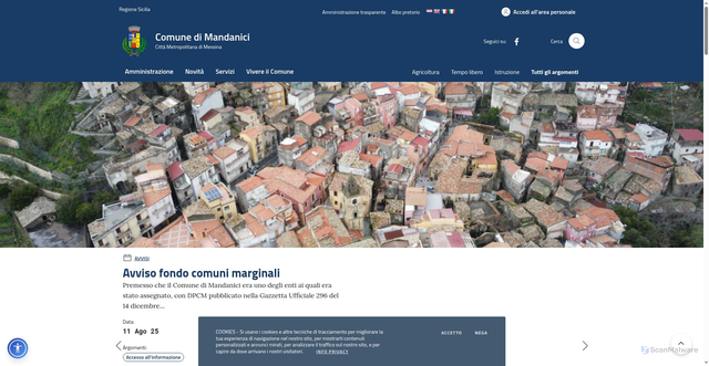 Security scan screenshot of https://www.comunedimandanici.it/
