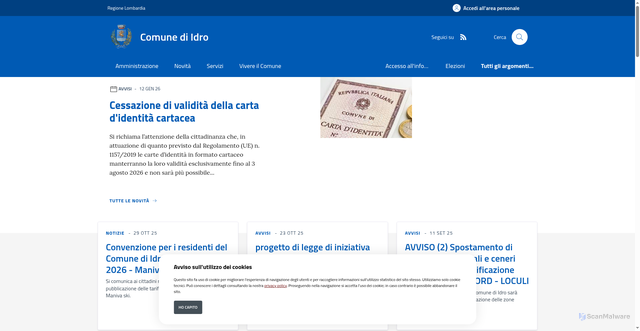 Security scan screenshot of https://www.comune.idro.bs.it/