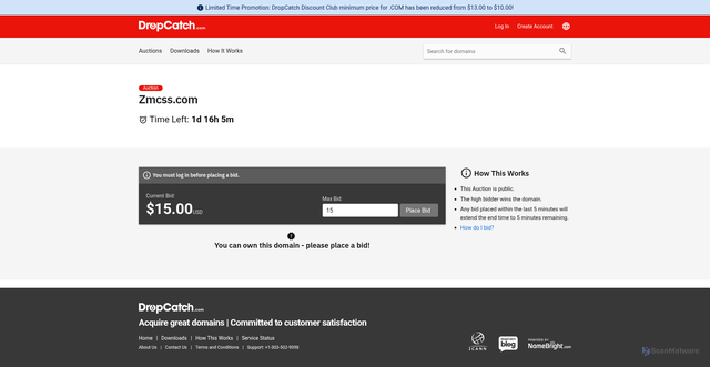 Security scan screenshot of http://zmcss.com/