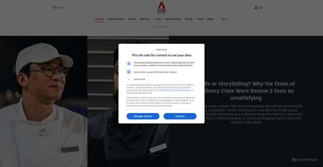 Security scan screenshot of https://cnalifestyle.channelnewsasia.com