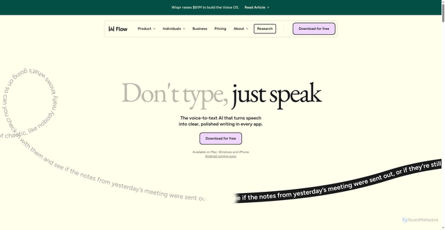 Security scan screenshot of https://wisprflow.com