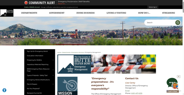 Security scan screenshot of https://www.co.silverbow.mt.us/195/Emergency-Management