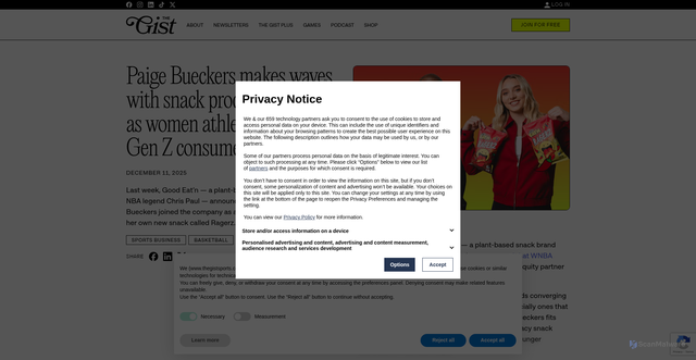 Security scan screenshot of https://www.thegistsports.com/article/paige-bueckers-makes-waves-with-snack-product-launches-as-women-athletes-win-over-gen-z-consumers/
