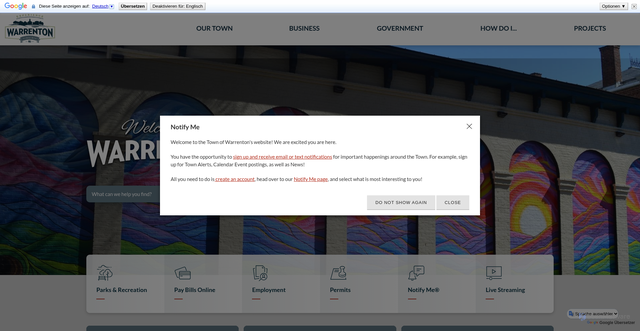 Security scan screenshot of https://warrentonva.gov/