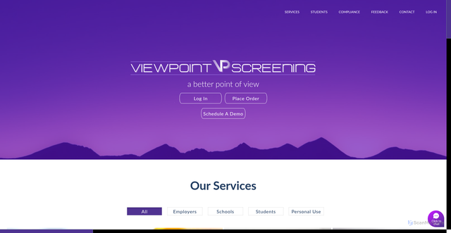 Security scan screenshot of https://www.viewpointscreening.com