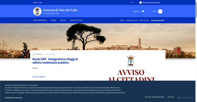 Security scan screenshot of https://www.comune.palodelcolle.ba.it/