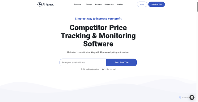 Security scan screenshot of https://prisync.com