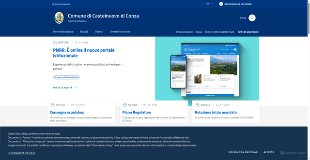 Security scan screenshot of https://comune.castelnuovodiconza.sa.it/