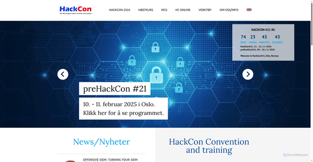 Security scan screenshot of https://www.hackcon.org/
