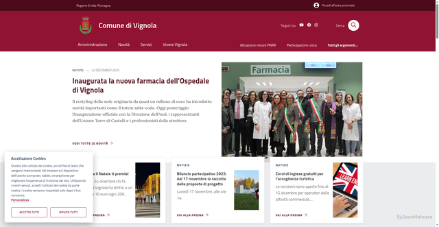 Security scan screenshot of https://www.comune.vignola.mo.it/