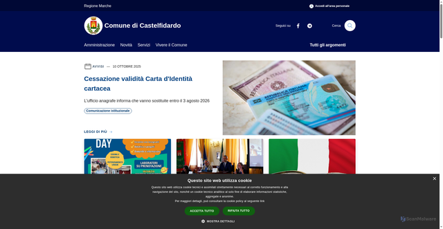 Security scan screenshot of https://www.comune.castelfidardo.an.it/it