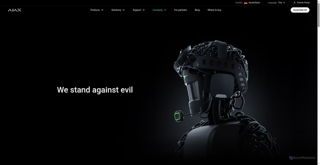 Security scan screenshot of https://ajax.systems/about/
