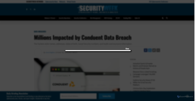 Security scan screenshot of https://www.securityweek.com/millions-impacted-by-conduent-data-breach/