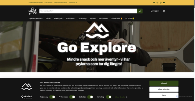 Security scan screenshot of https://kayakstore.se