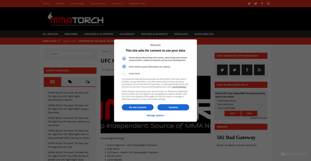 Security scan screenshot of https://mmatorch.com/2021/09/07/ufc-rankings-8-7-21/