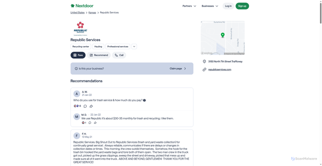 Security scan screenshot of https://api.us.nextdoor.com/pages/republic-services-independence-mo-2/