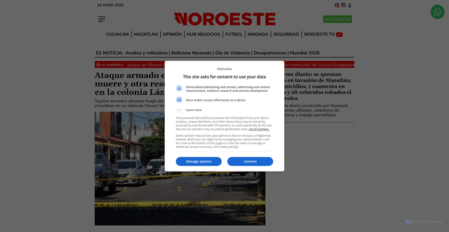 Security scan screenshot of https://noroeste.com.mx