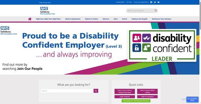 Security scan screenshot of http://www.salisbury.nhs.uk