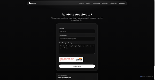 Security scan screenshot of https://home-anv.pages.dev/contact.html