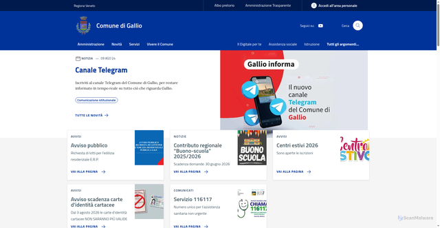 Security scan screenshot of https://www.comune.gallio.vi.it