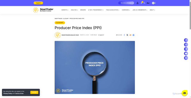 Security scan screenshot of https://smarttrader.community/glossary/producer-price-index-ppi/