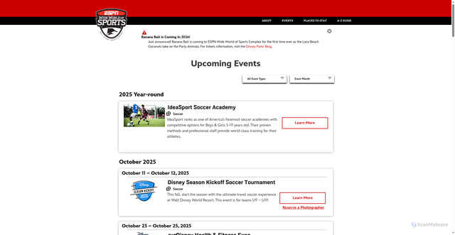 Security scan screenshot of https://www.espnwwos.com/events/