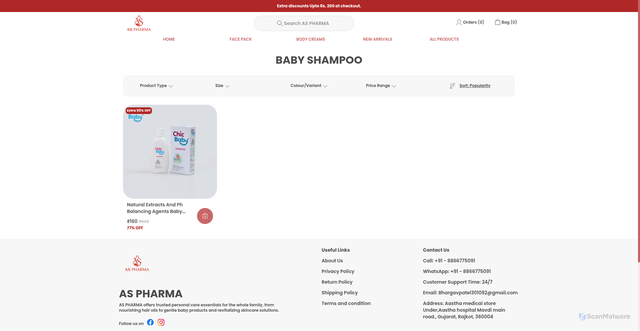 Security scan screenshot of https://aspharma.online/collection/9izDoahq