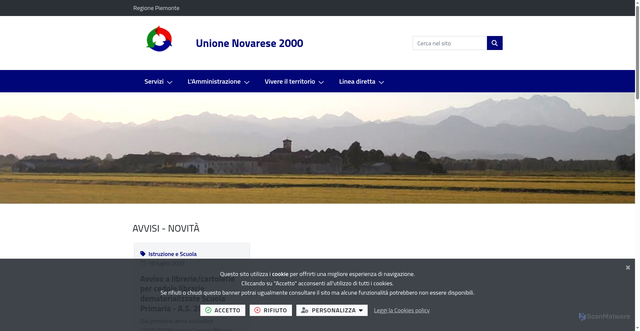 Security scan screenshot of https://www.unionenovarese2000.it/it-it/home