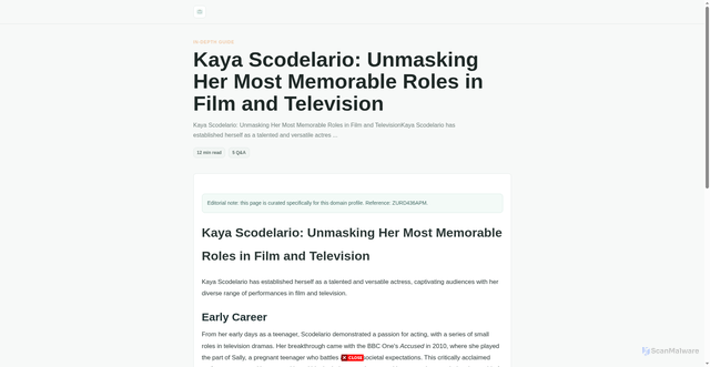 Security scan screenshot of https://a.ns.propdata.net/kaya-scodelario-unmasking-her-most-memorable-roles-in-film-and-television