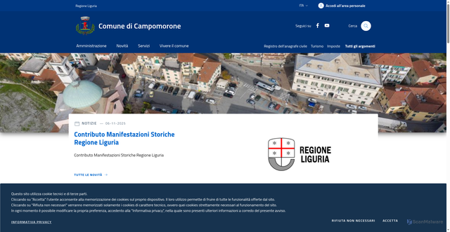 Security scan screenshot of https://www.comune.campomorone.ge.it/