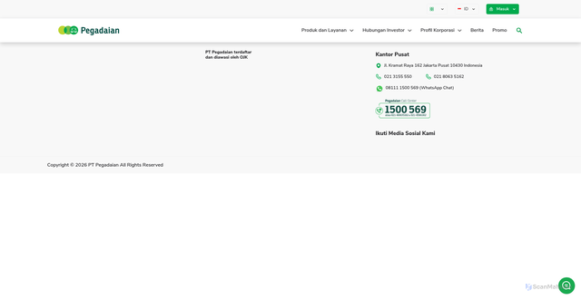 Security scan screenshot of https://pegadaian.co.id