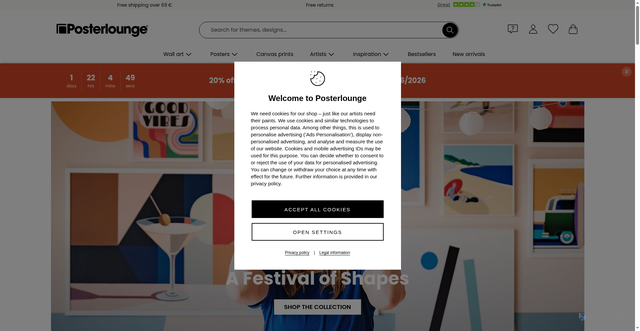 Security scan screenshot of https://posterlounge.com